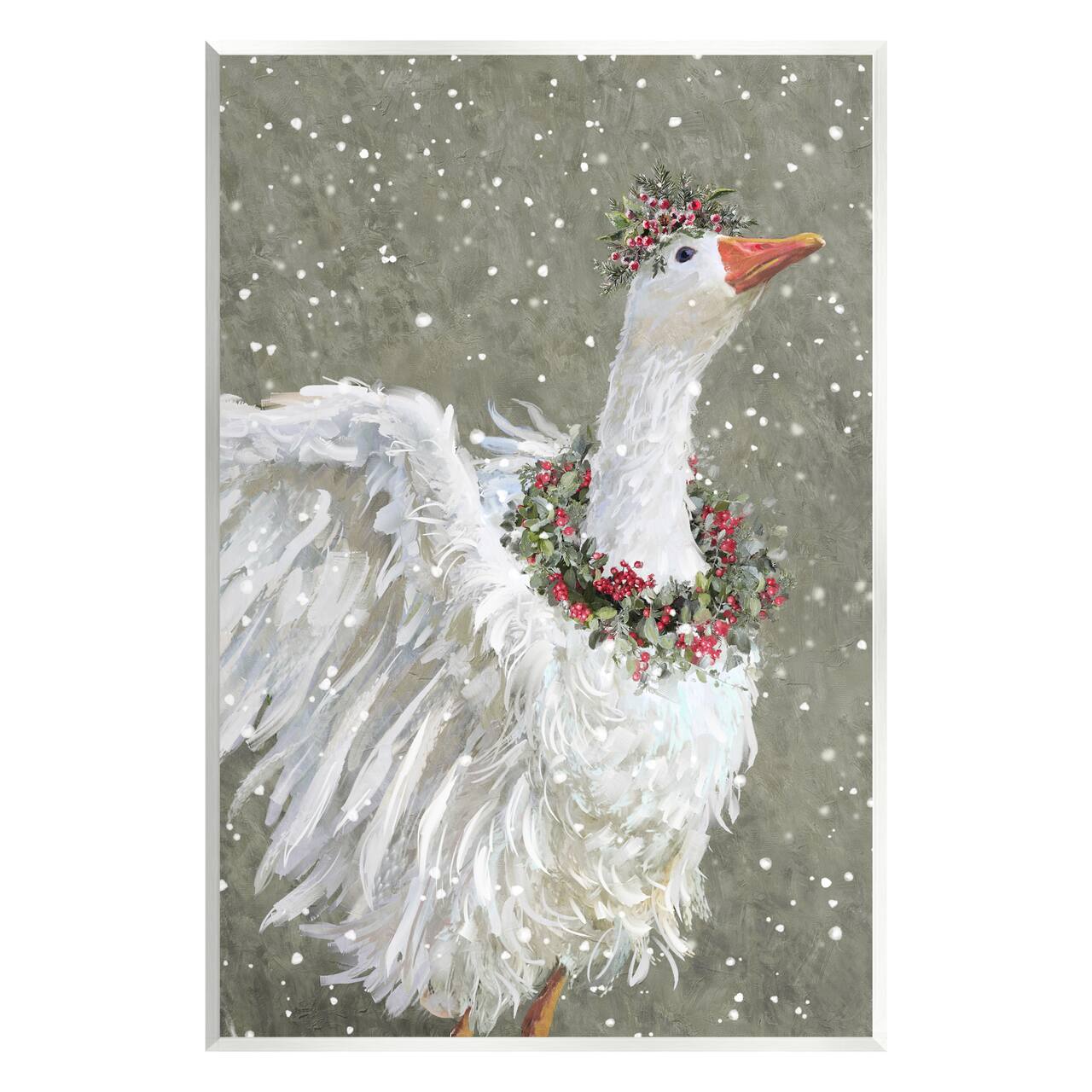 Stupell Industries Winter Goose Seasonal Botanicals Wall Plaque Art